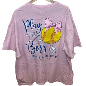 SIMPLY SOUTHERN Women’s Softball Pink Tee